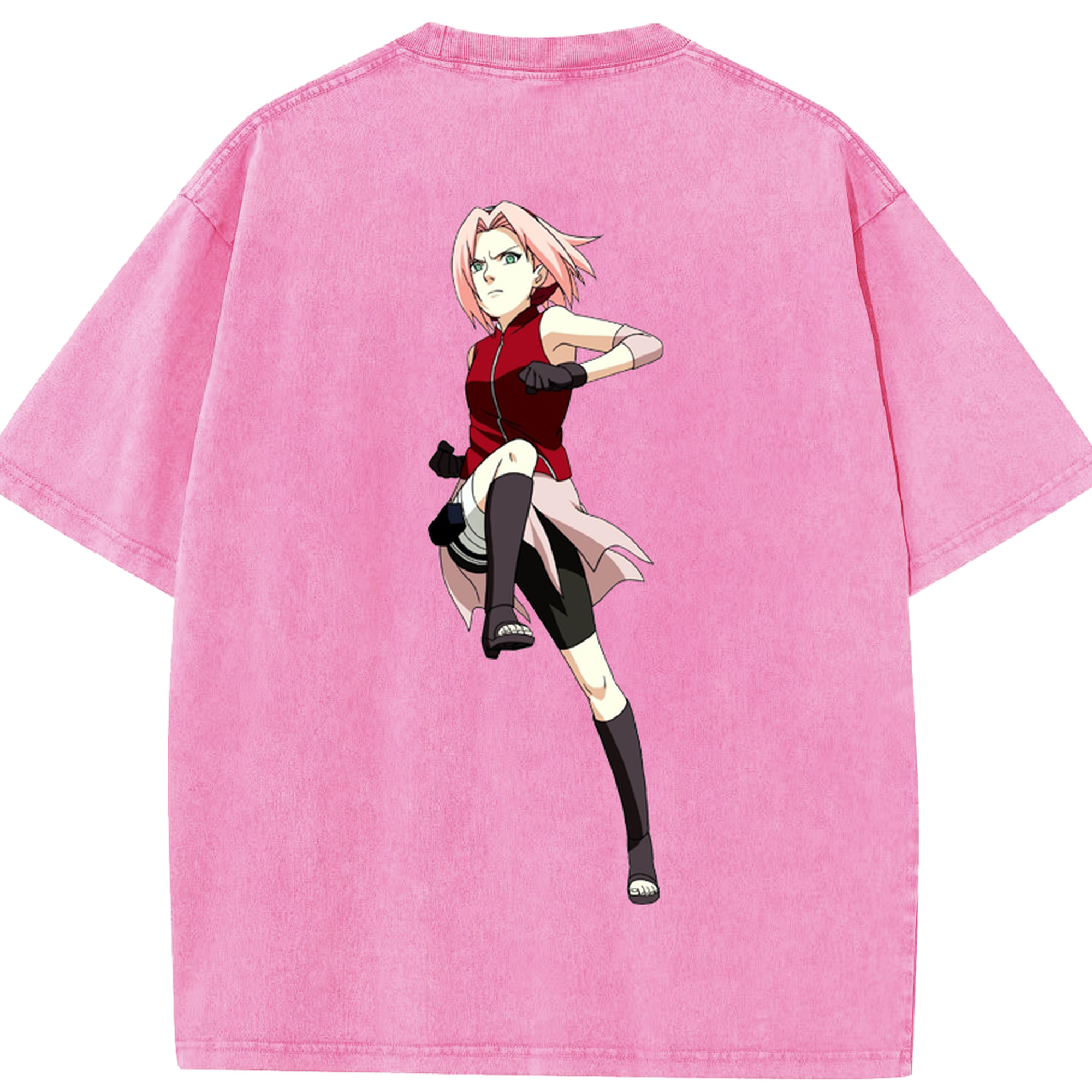（画像用） NARUTO -ナルト- 春野サクラ Haruno Sakura 綿100% ヴィンテージ風 半袖Tシャツ（背面プリント）